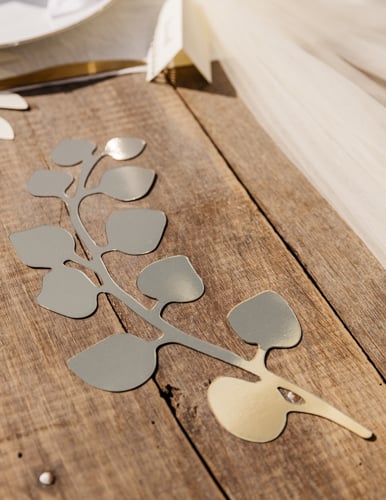 6 listov bele in zlate praproti ter evkaliptusa 30 cm papir