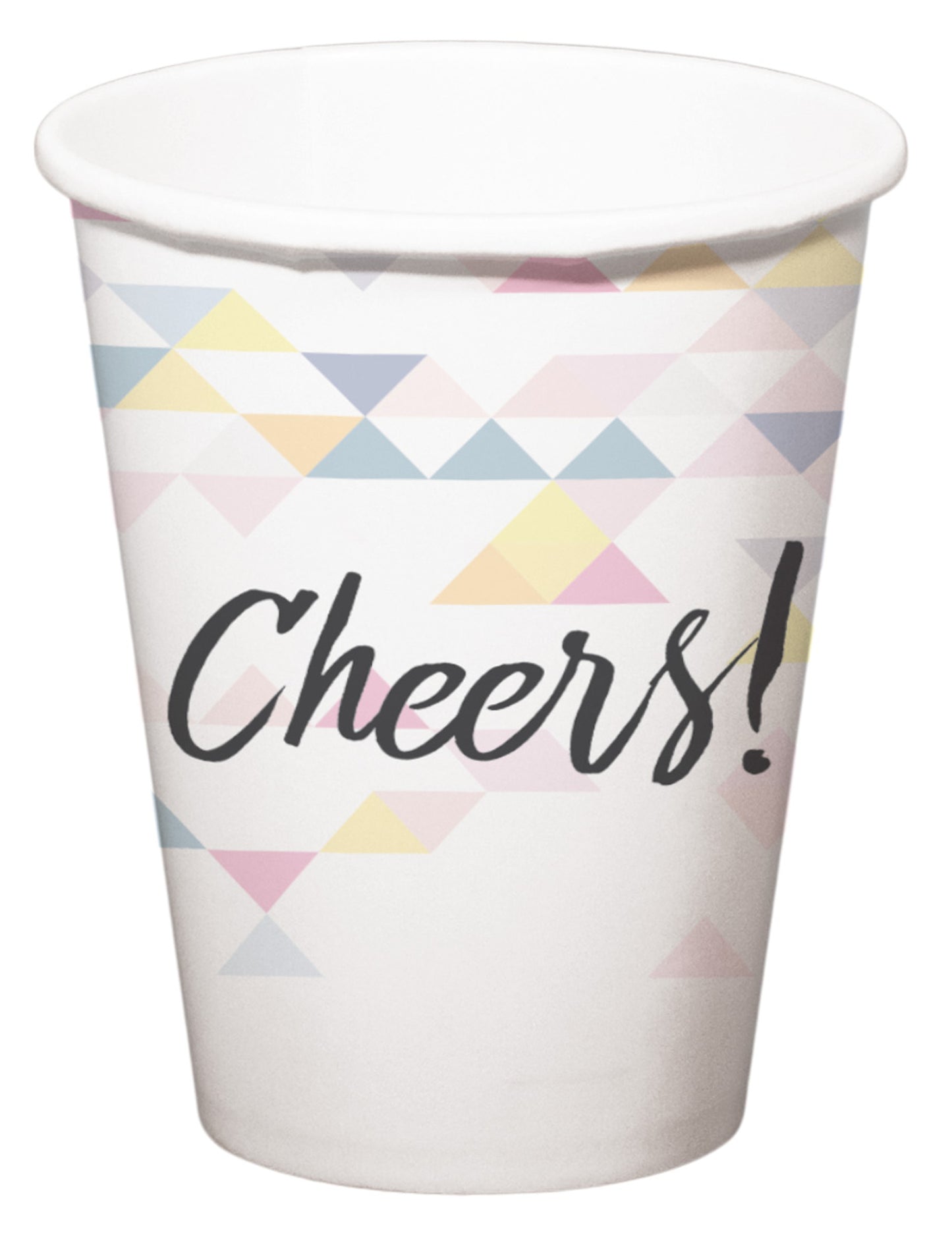 6 geometrijskih kartonskih kozarcev Cheers, 250 ml, pastelno bele barve