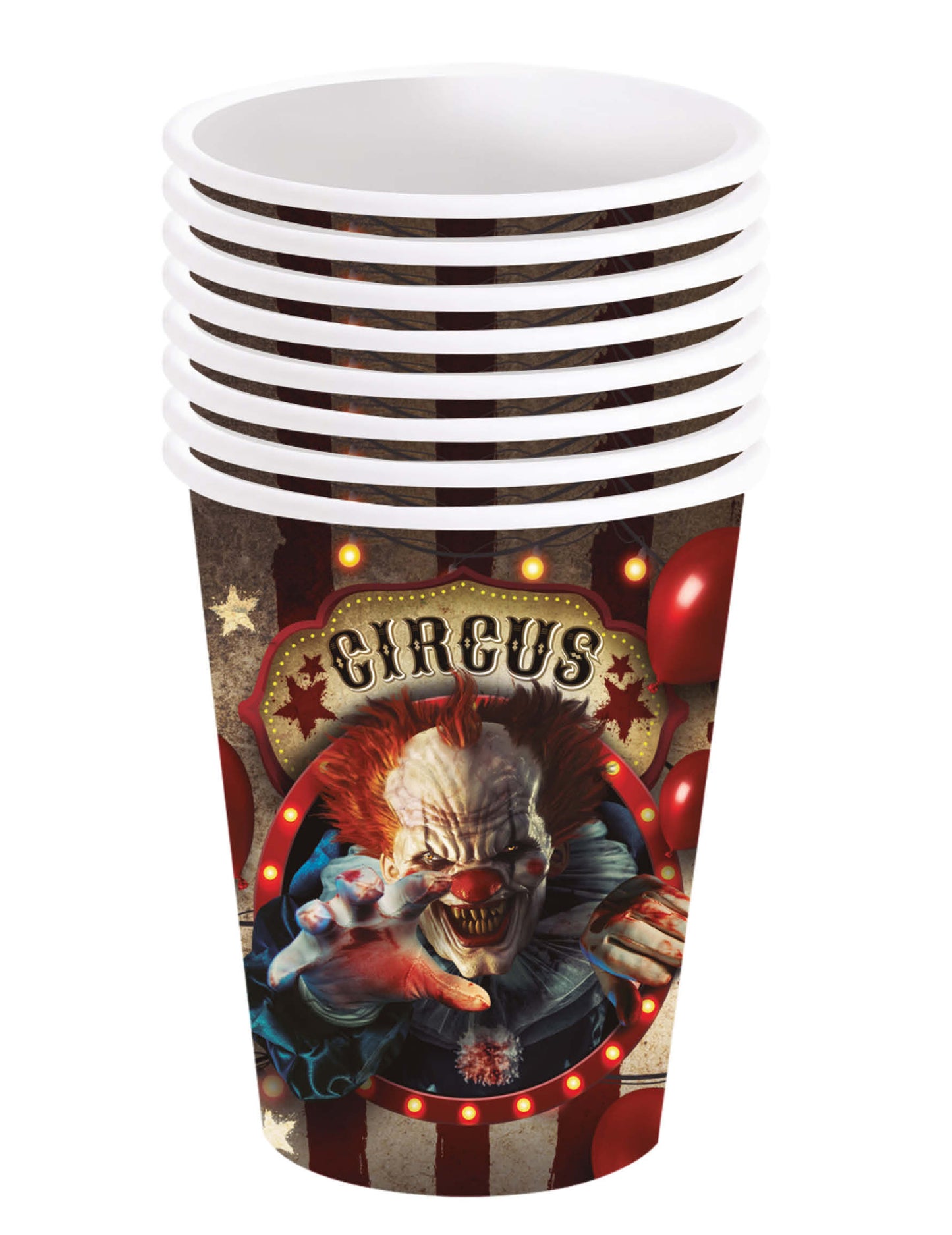 6 Halloween Clown kartonske skodelice 240 ml