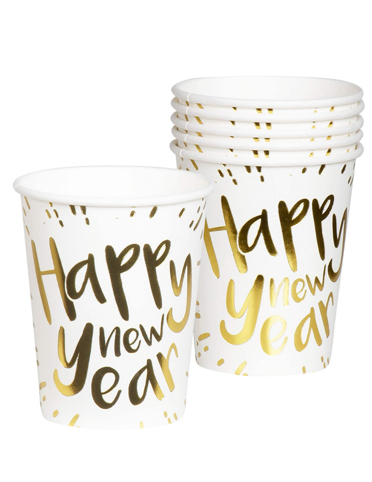 Papirnati lončki Happy New Year beli in zlati