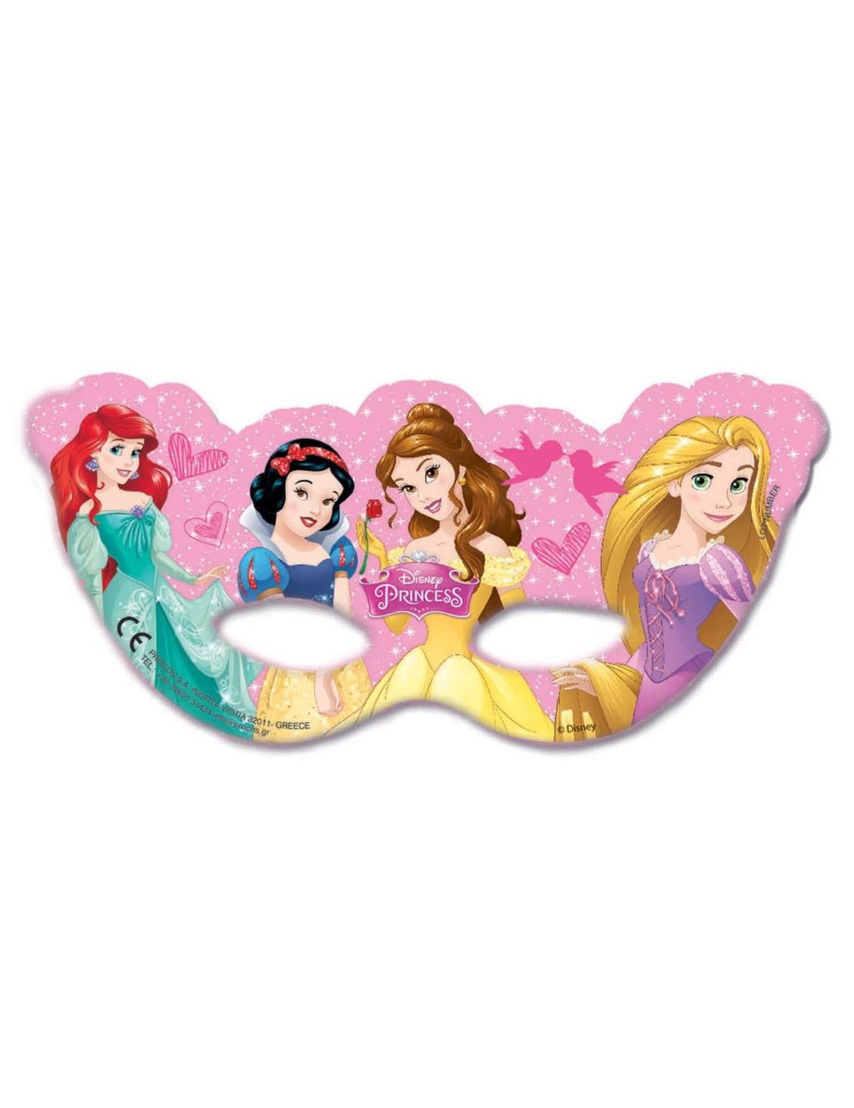 Disney princeske otroška roza maska z Ariel, Sneguljčico, bella in Rapunzel