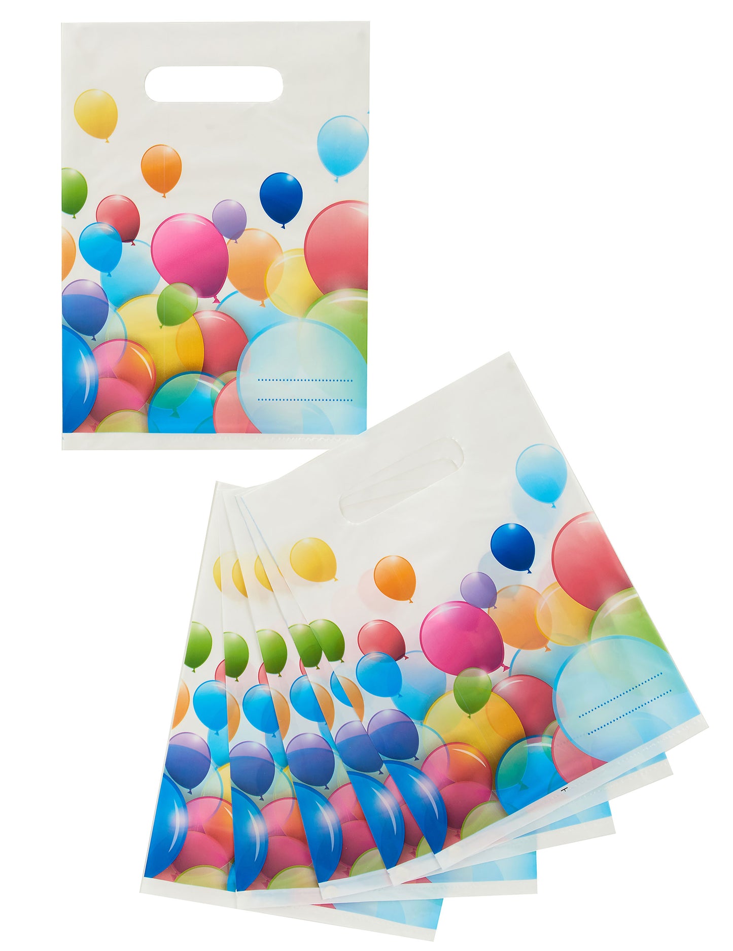 Vue d'ensemble du lot de sacs cadeaux ballons volants pour fête