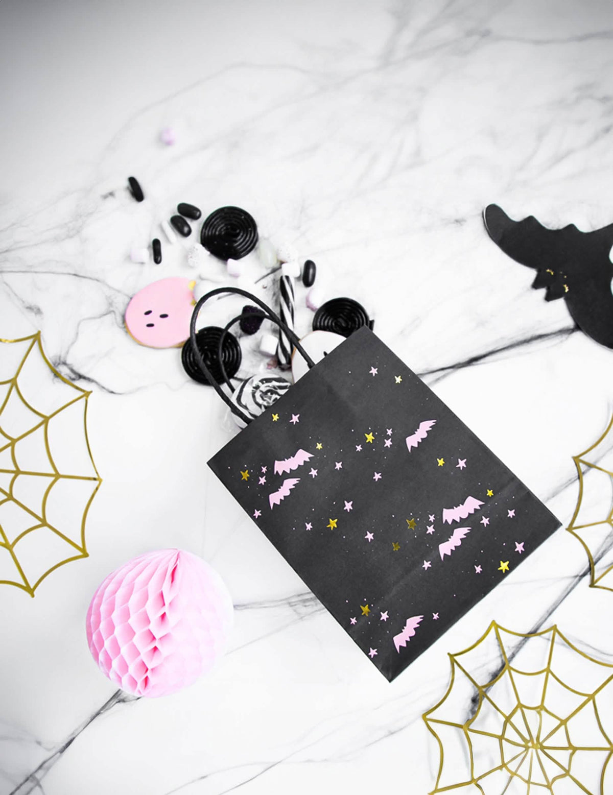 Postavitev z bomboni 6 vrečk za bombone netopirji za halloween