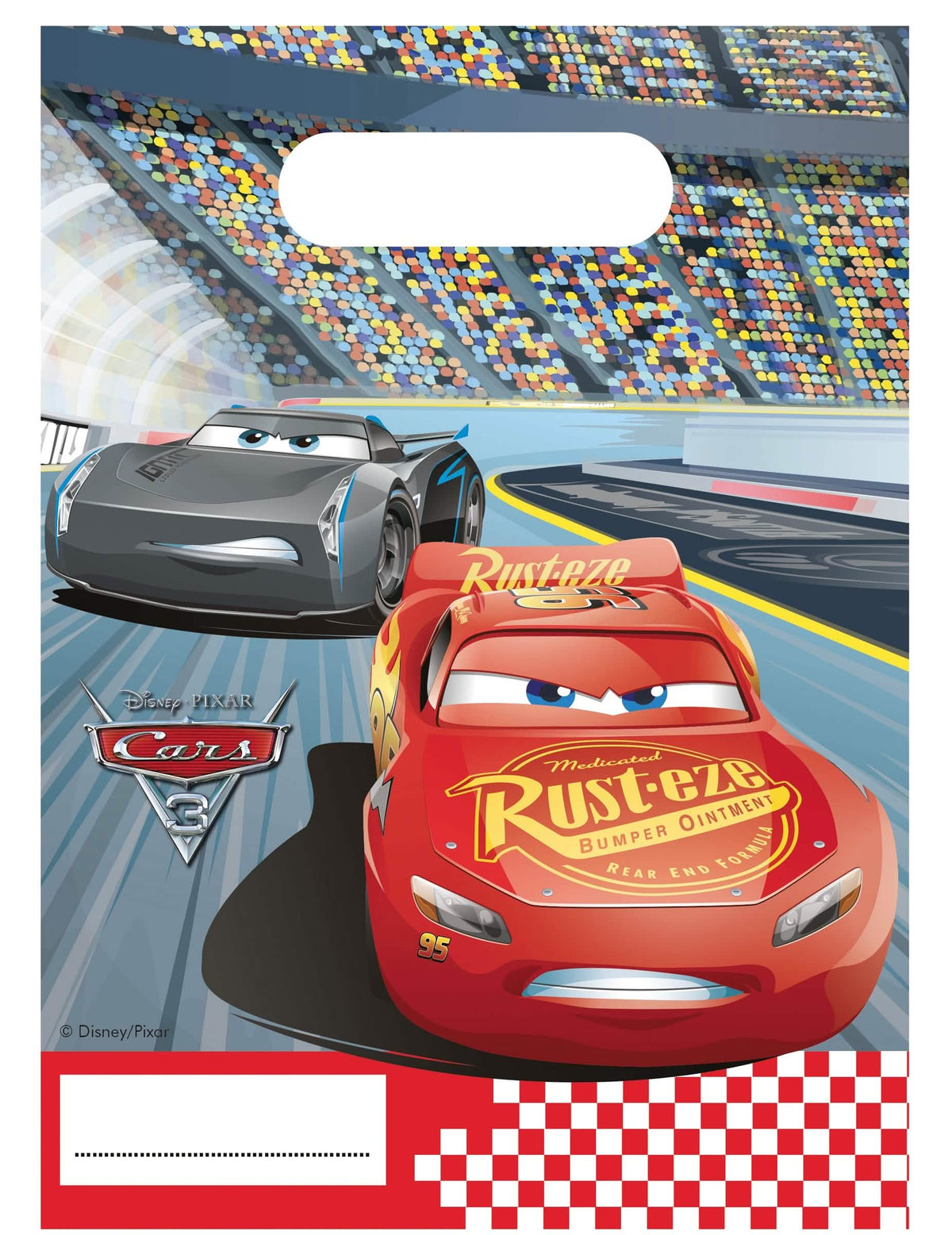 darilne vrečke Cars 3 za otrok rdeča z Flash McQueen in Jackson Storm
