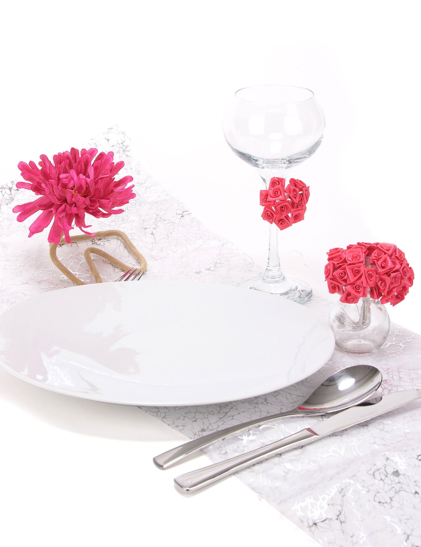 48 mini vrtnic iz fuksija satena 1 x 8 cm na steblu za poroko