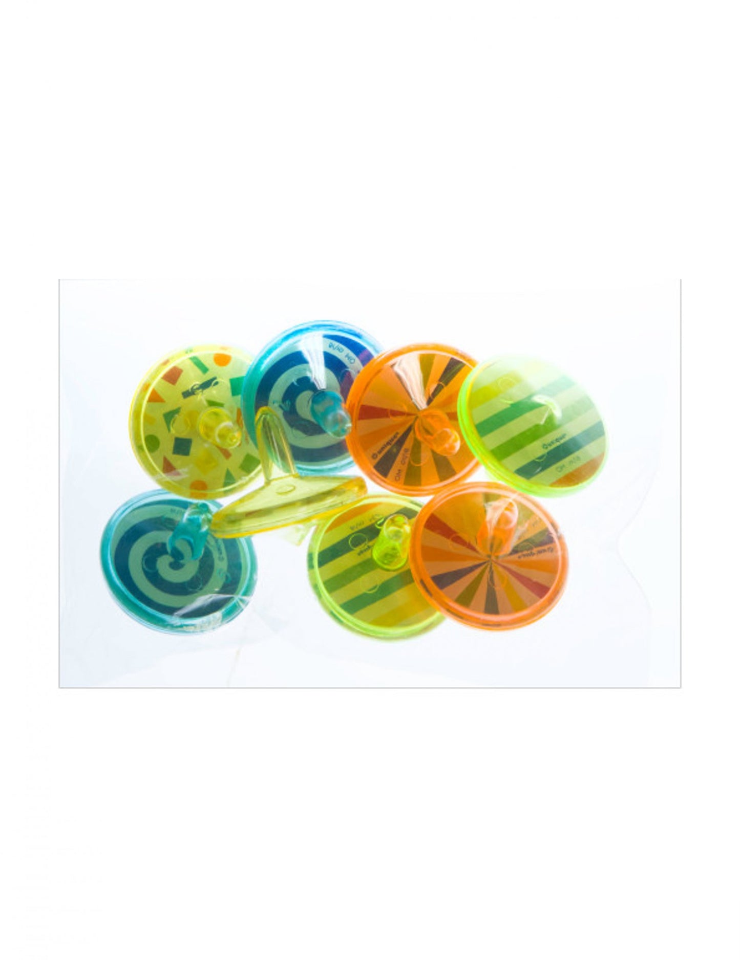 8 toupies en plastique à motifs spirales pour piñata multicolores