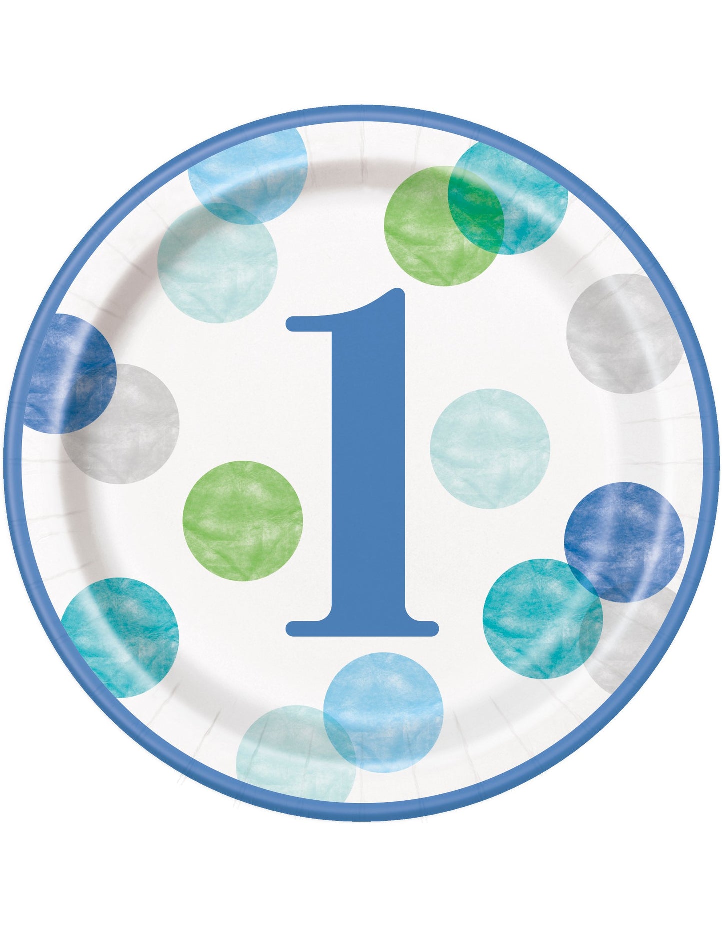 8 modro-belih papirnatih krožnikov za 1. rojstni dan 23 cm pikice