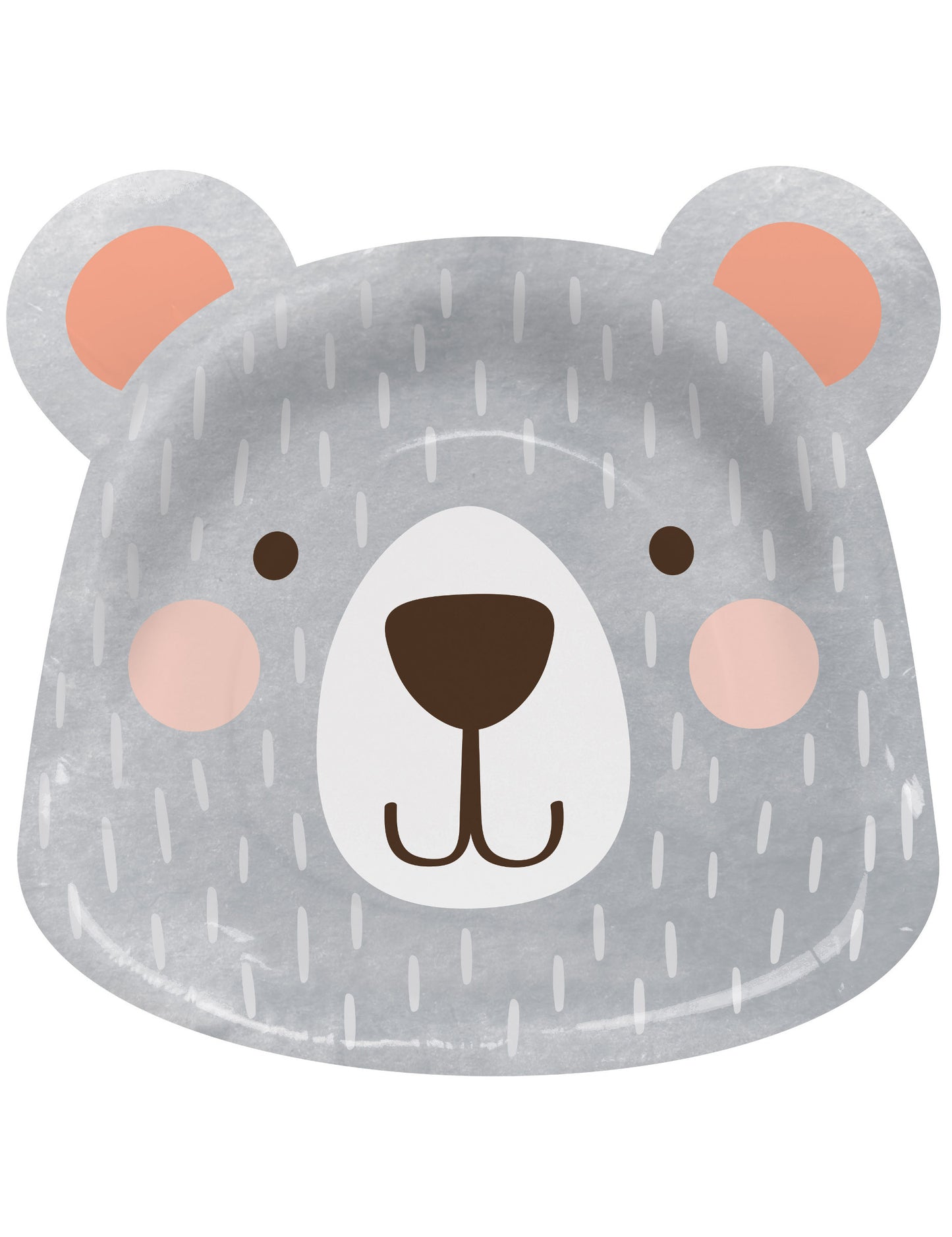 8 kartonastih krožnikov v obliki glave sivega medveda 20,8 x 21,6 cm