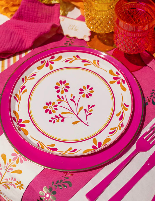 8 kartonskih krožnikov Pink Limonada 23 cm