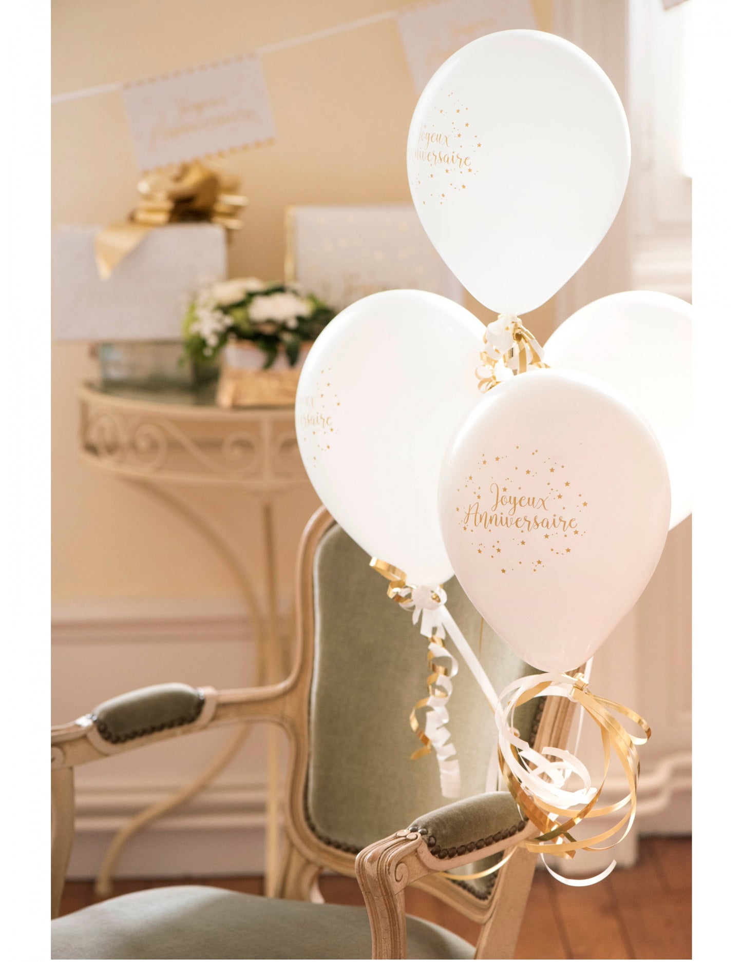 8 belih in kovinsko zlatih lateks balonov za vse najboljše v rojstnem dnevu 23 cm balon