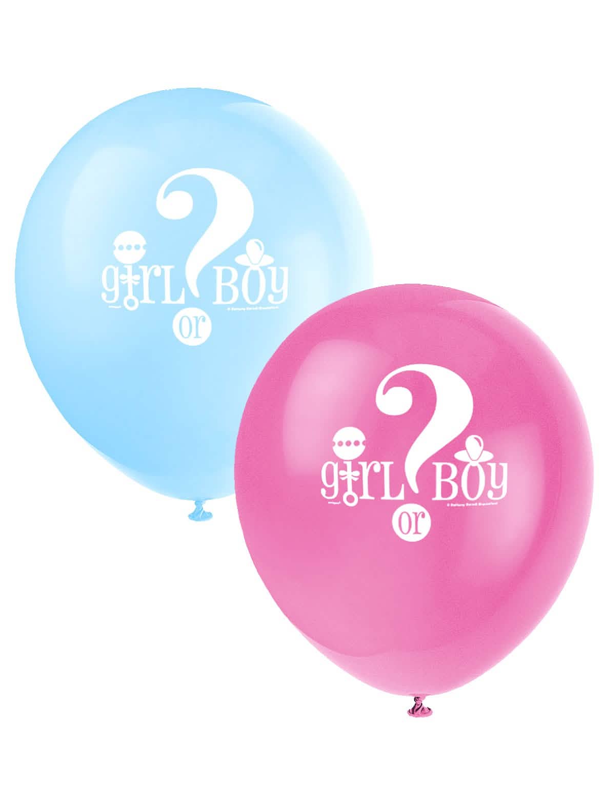 baloni z napisom girl or boy za baby shower roza in modra