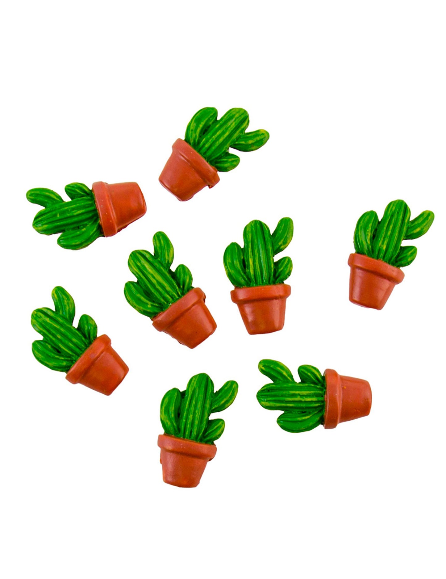 8 samolepilnih kaktusov v lončkih 3 x 2,8 cm smola