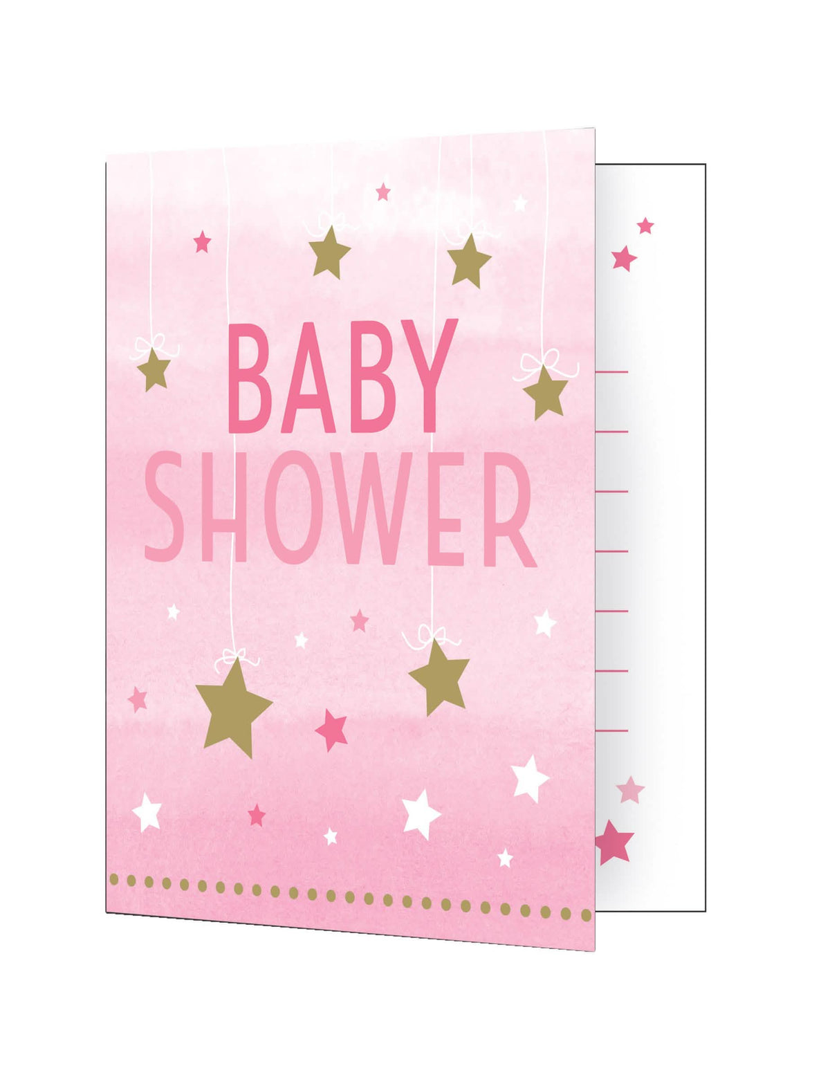 Kartoni za vabila One Little Star za baby shower roza z zlatimi zvezdami