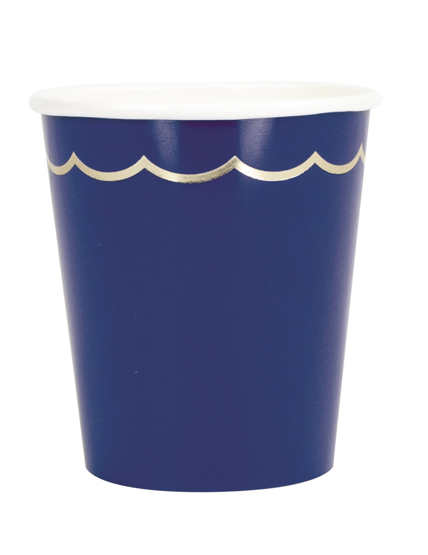 8 gobelets en carton festonnés bleu marine et or 200 ml chic