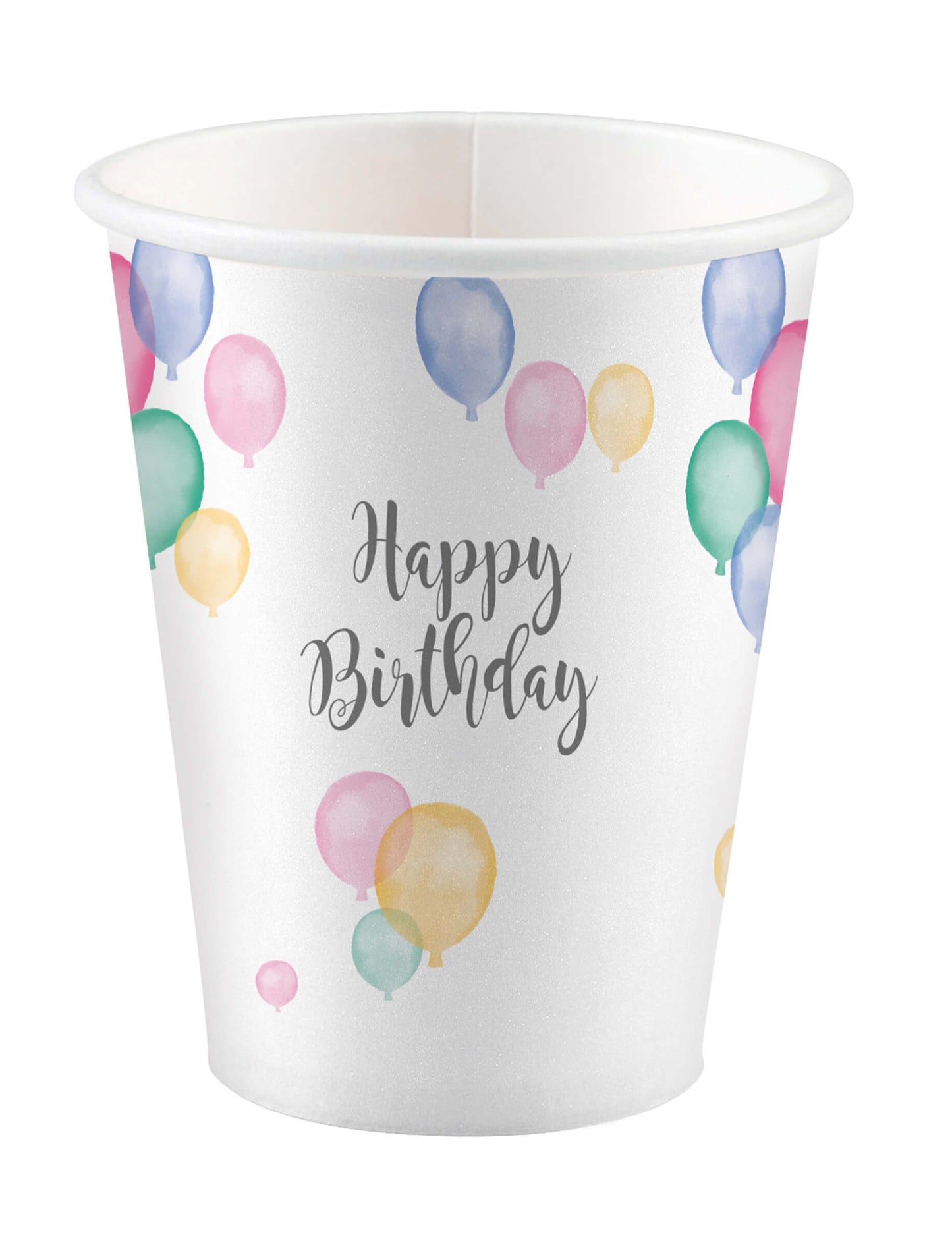 8 papirnatih kozarčkov za rojstni dan, pastelni baloni, 250 ml za zabavo