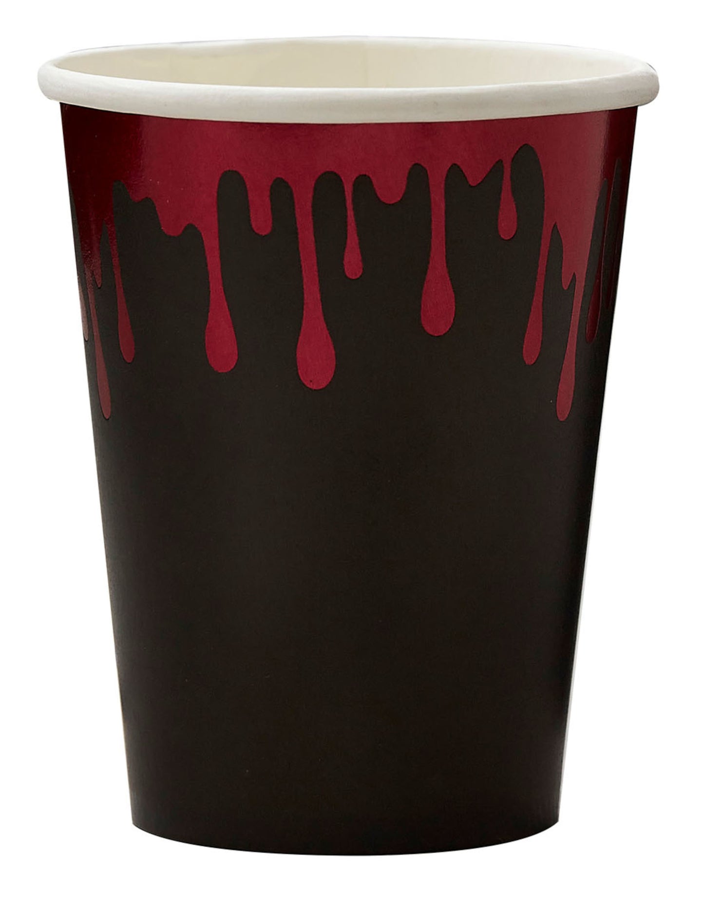 Gobelets en carton ensanglantés pour Halloween noir et rouge