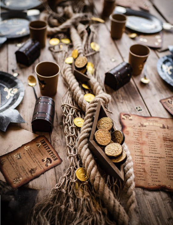 8 invitations avec enveloppes carte au trésor pirate kraft 10 x 15 cm pour anniversaire