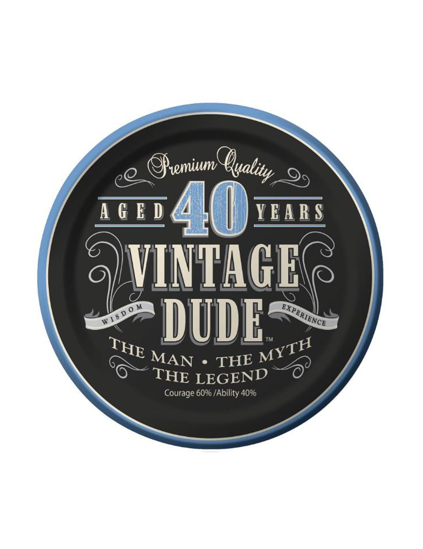 8 majhnih vintage rojstnodnevnih kartonskih krožnikov 40 let 18 cm