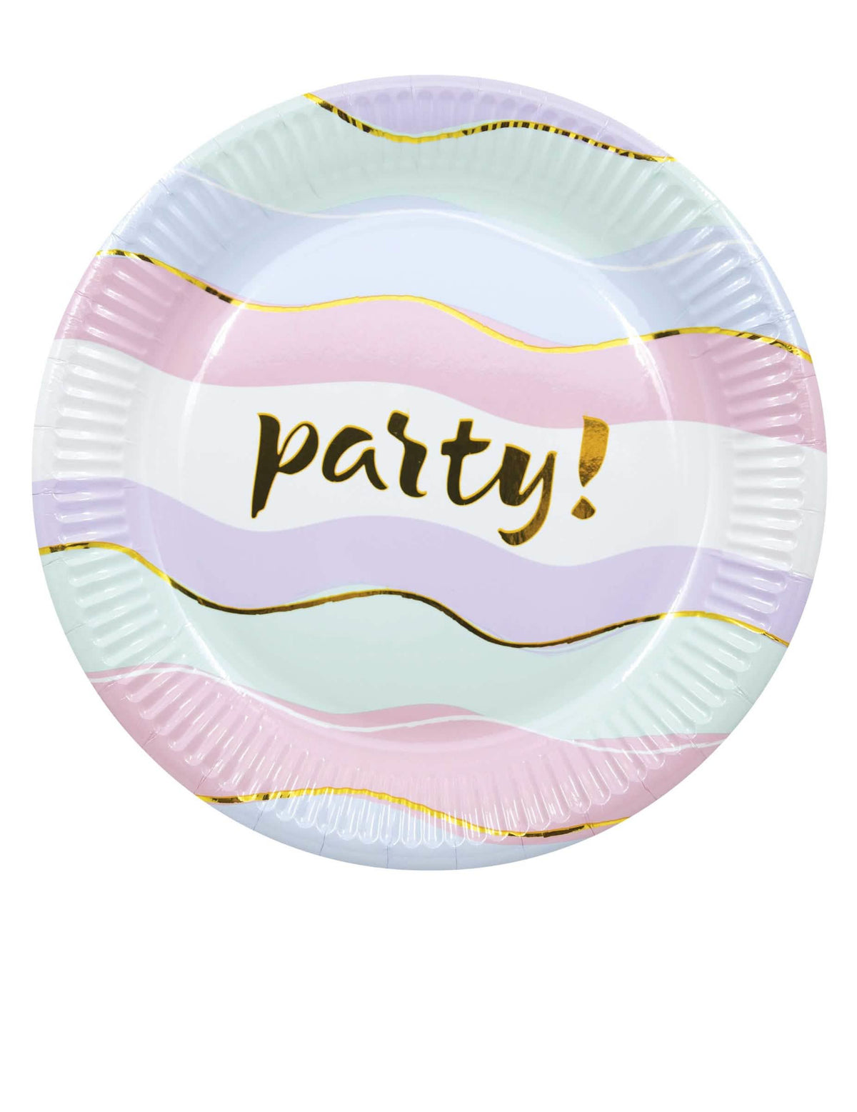papirnati krožniki Elegant Party za pastelno zabavo z zlatimi valovi