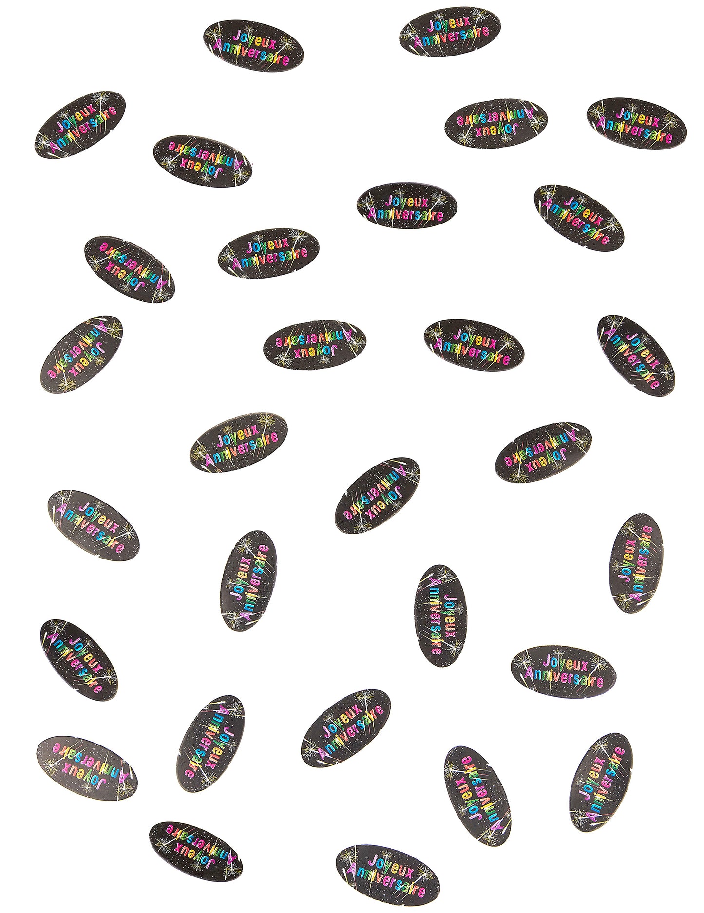 80 Confettis de table en papier anniversaire feux d'artifice 4 x 2 cm