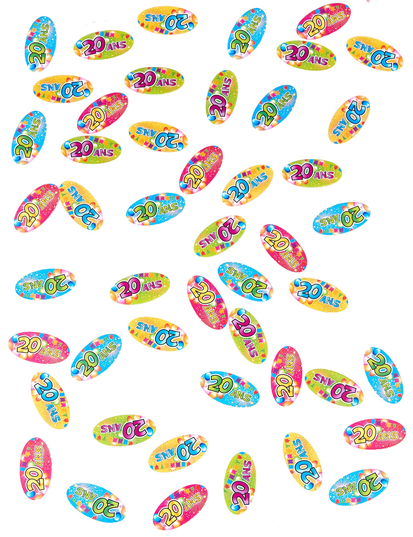 80 miza tabela Confetti 20 let Fiesta 4 x 2 cm