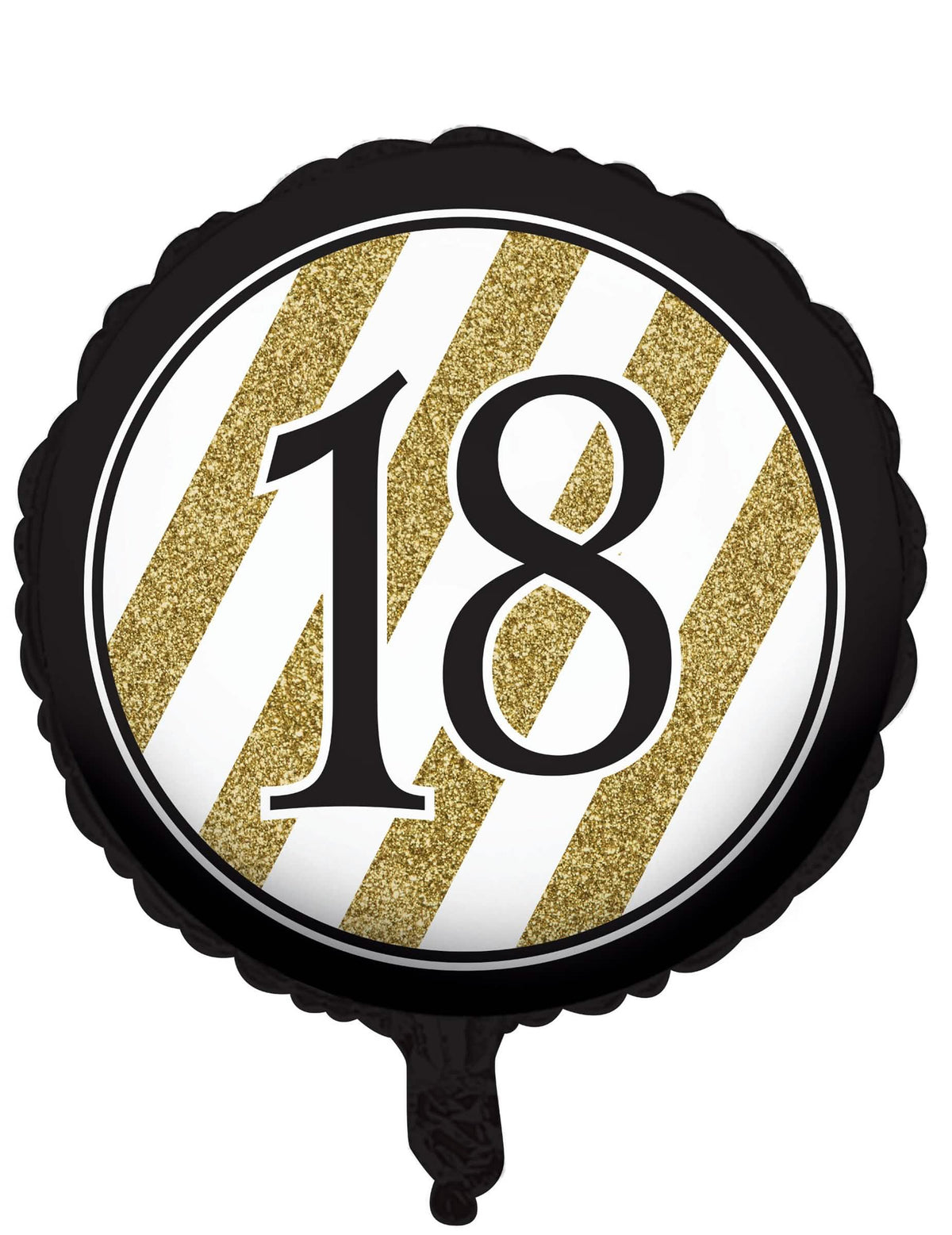 aluminijski balon 18 let za rojstni dan črna in zlata s črtami