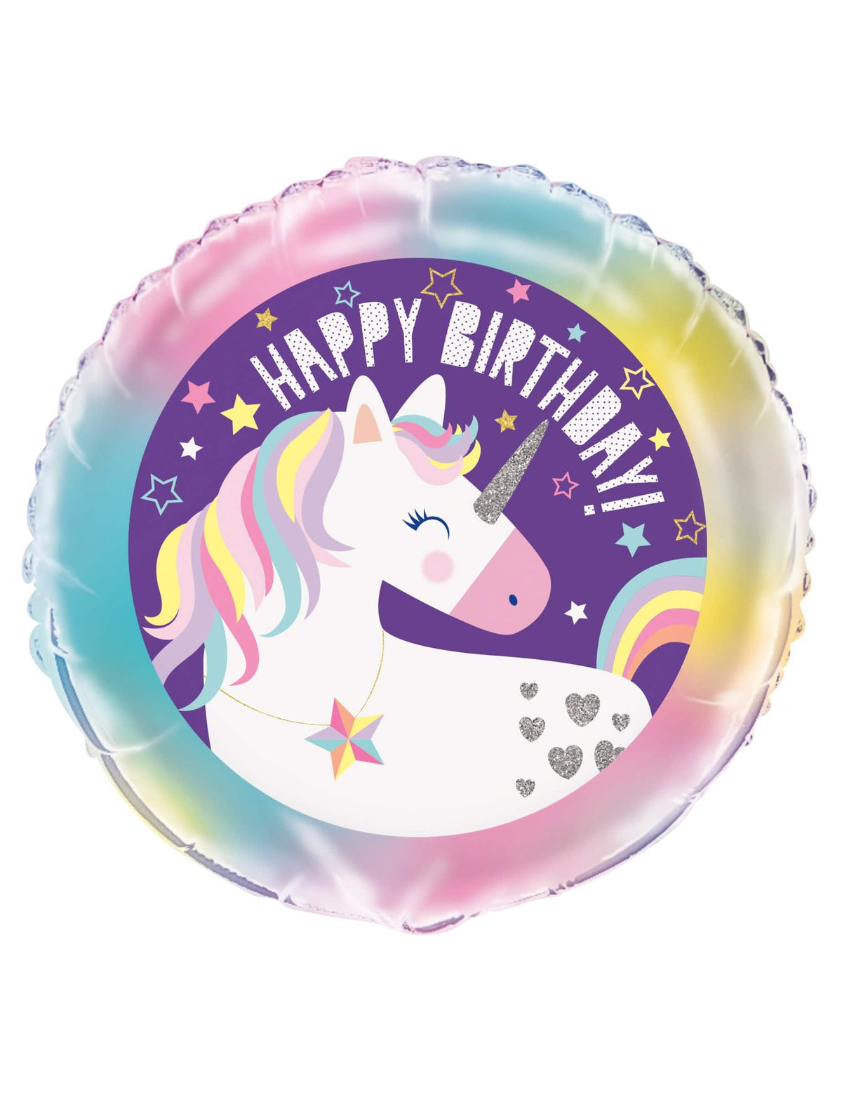Balon iz aluminija Happy Birthday samorogi za otrok vijolična in pisano