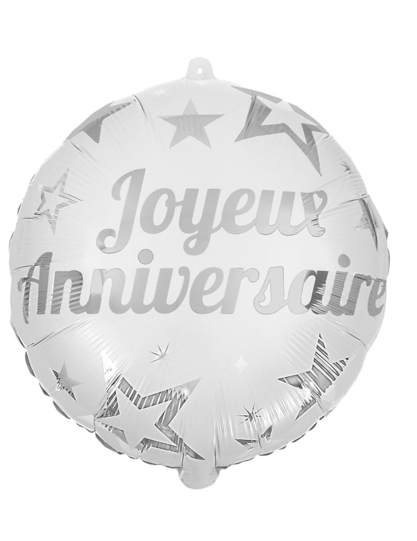 Vue de face du ballon aluminium Joyeux anniversaire