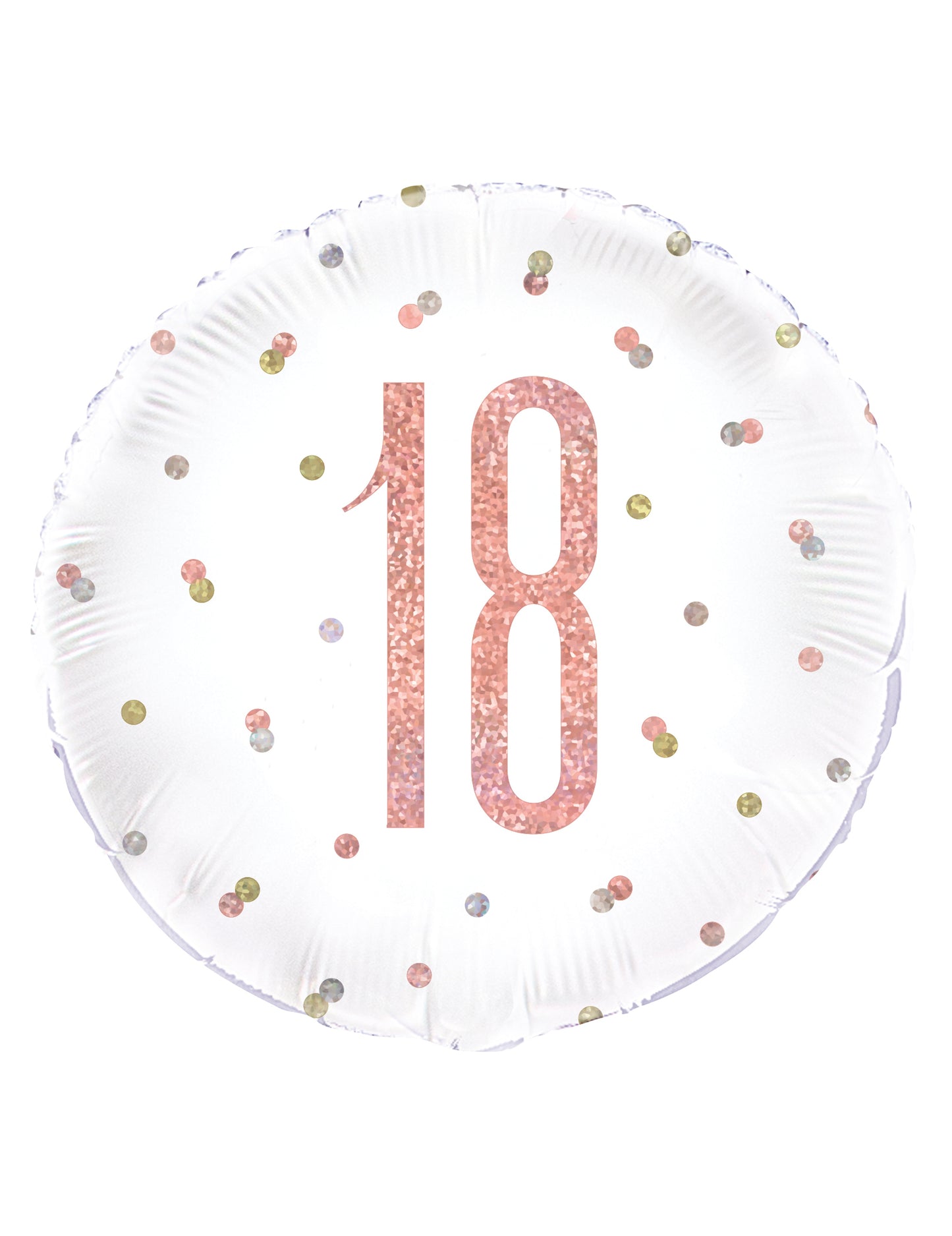 Ballon en aluminium 18 pour anniversaire blanc et rose pailleté