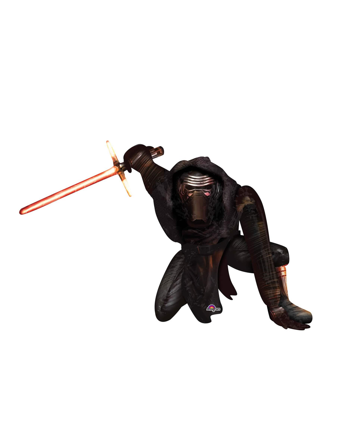 Velikanski aluminijast balon Kylo Ren Star Wars VII črna s rdeča svetlobnim mečem
