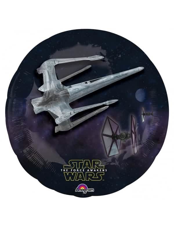Ilustracija vesoljskega boja z aluminijastim balonom X-Wing Zlobneži Star Wars VII