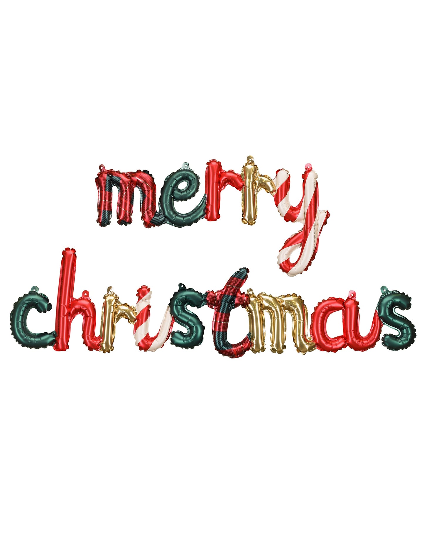 Ballon en aluminium Merry Christmas pour fête multicolore à motifs carreaux et rayures