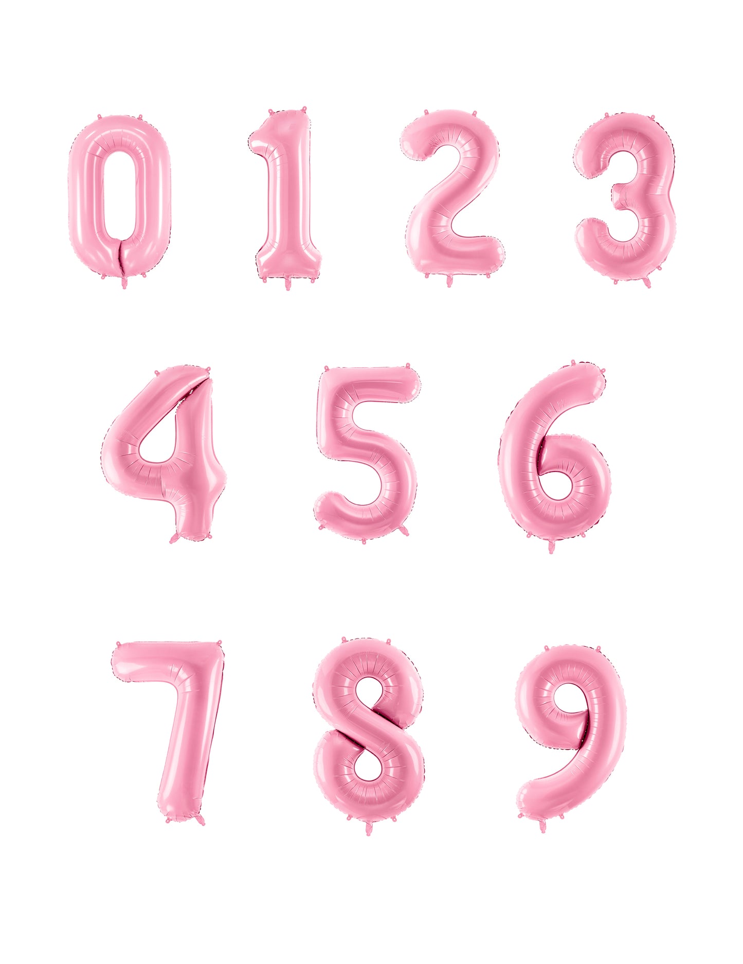 Ensemble des chiffres de 0 à 9 du Ballon géant chiffre rose pastel