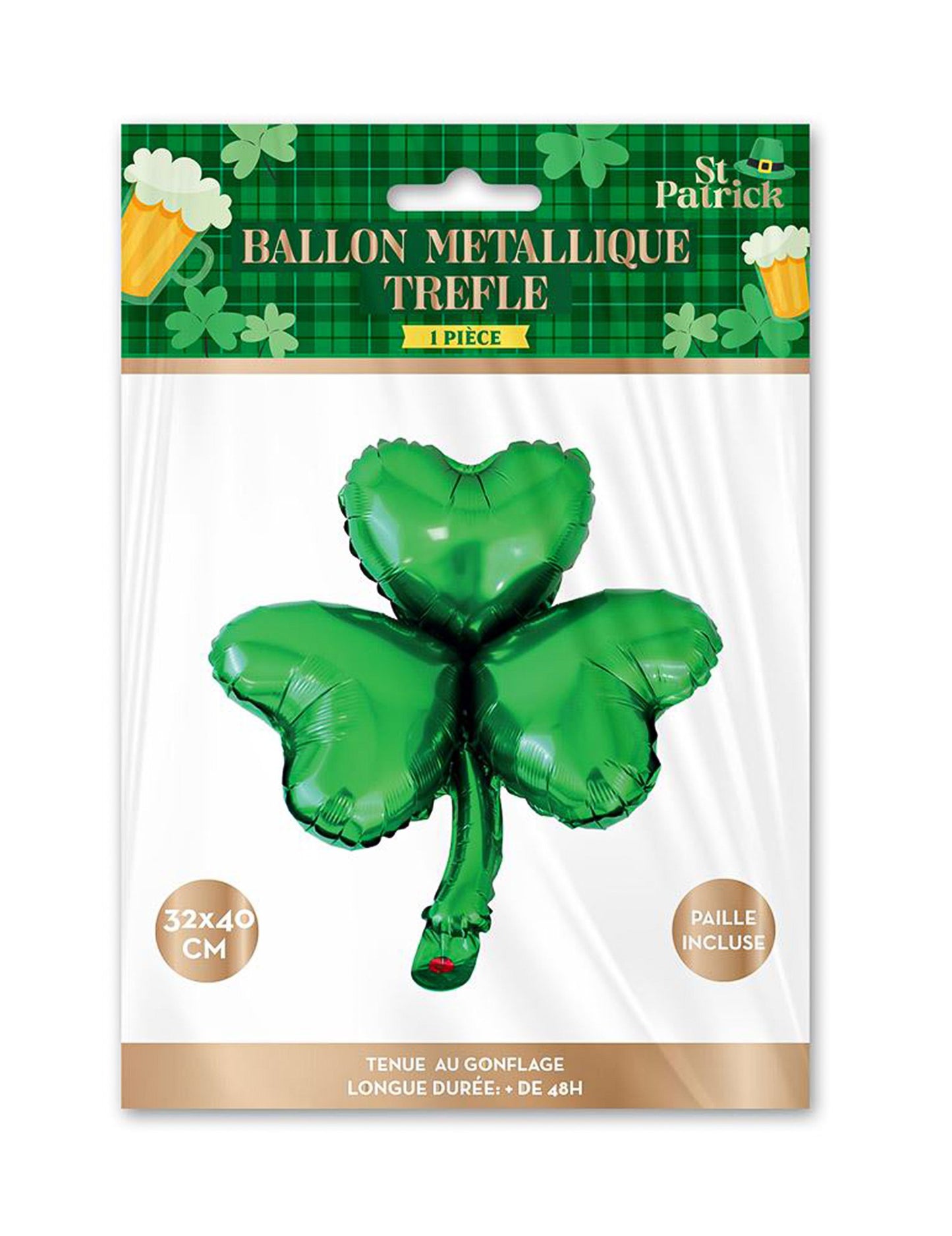 Kovinski balon Trèfle St Patrick 40 cm