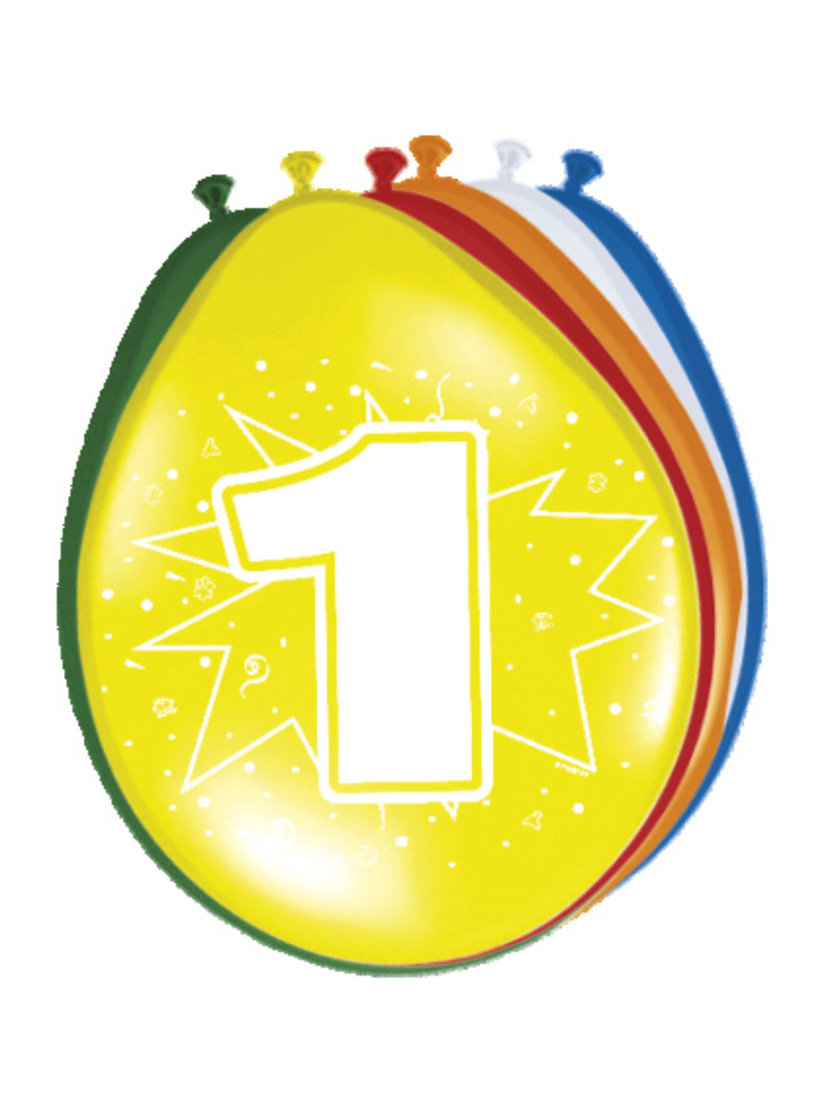 8 večbarvnih balonov 30 cm številka 1