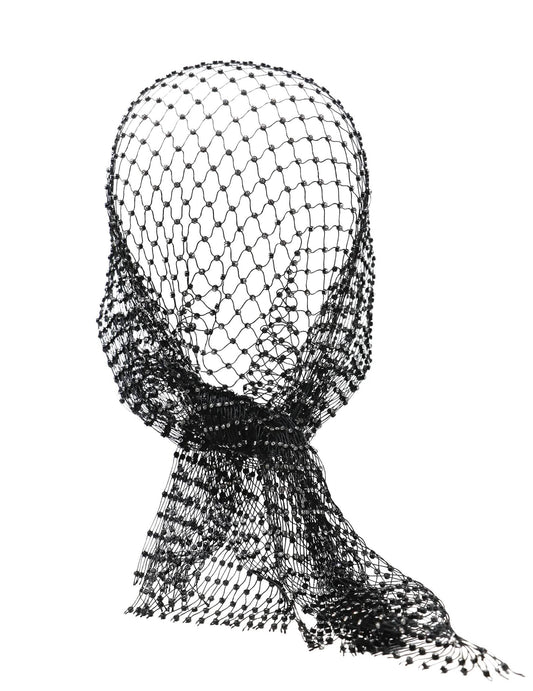 Črna mrežasta bandana s kristalčki za odrasle