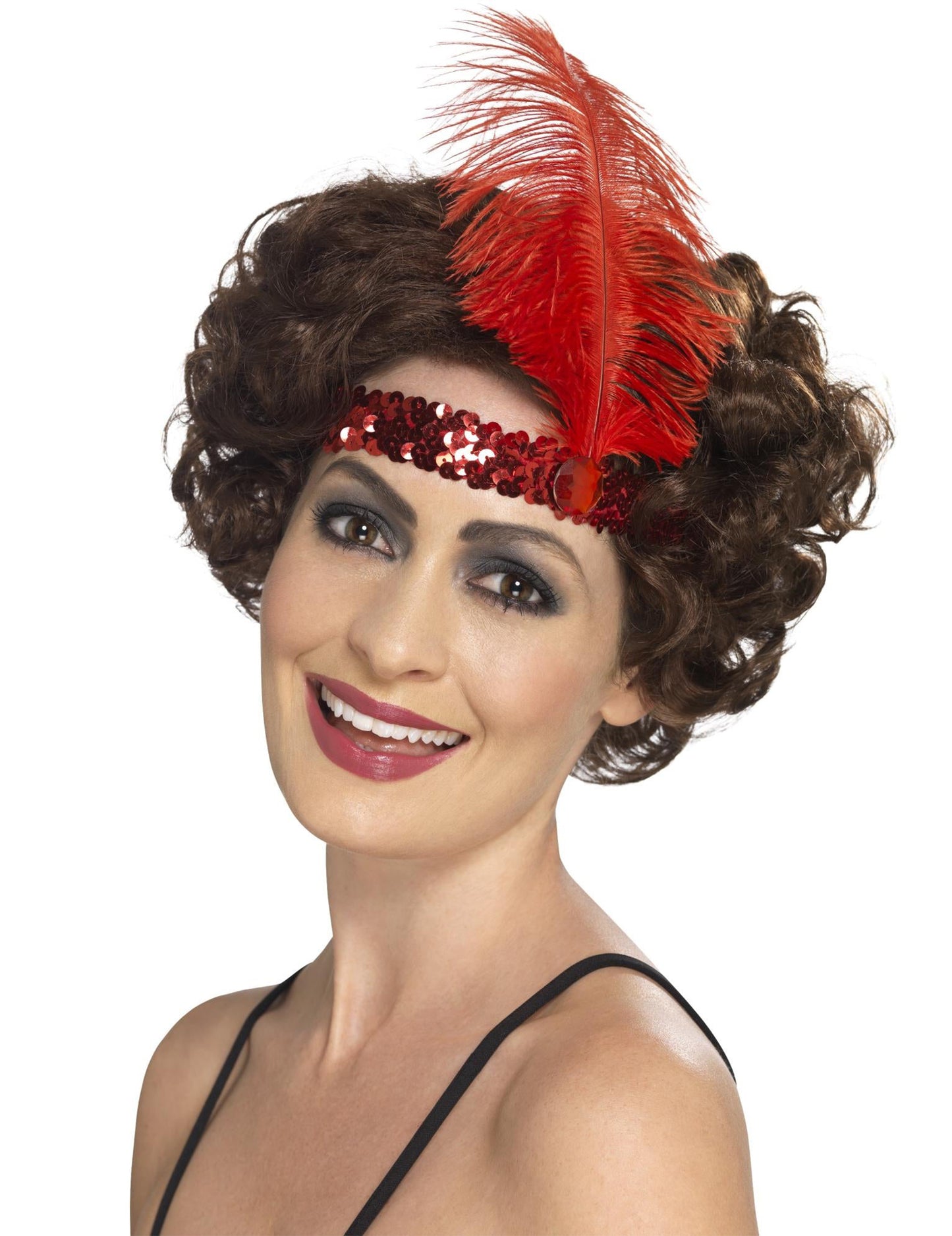 Charleston Banner s pajkicami in rdečim ženskim perjem