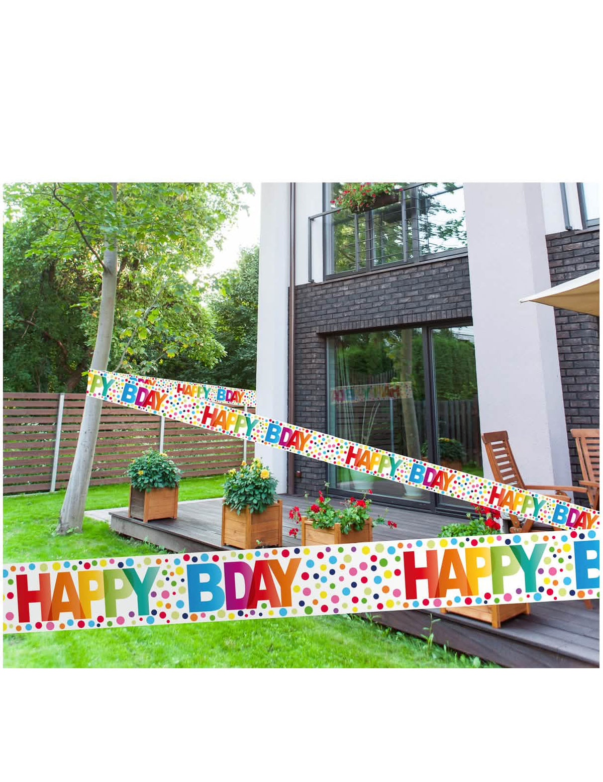 Zastava Happy Birthday za praznovanje z večbarvnimi pikami