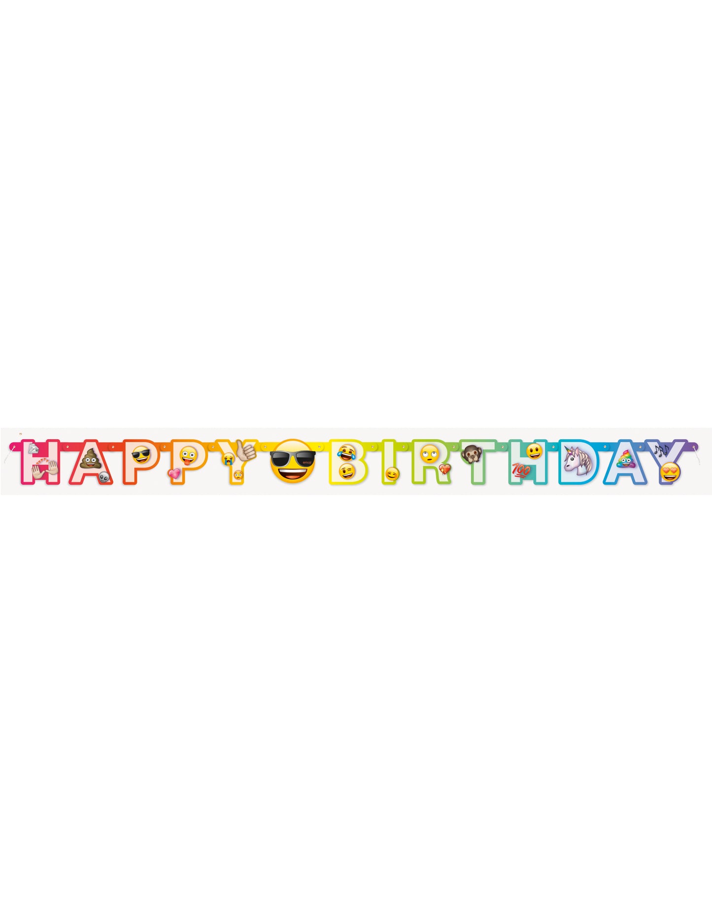 Vue d'ensemble de la bannière en carton happy birthday Emoji Rainbow