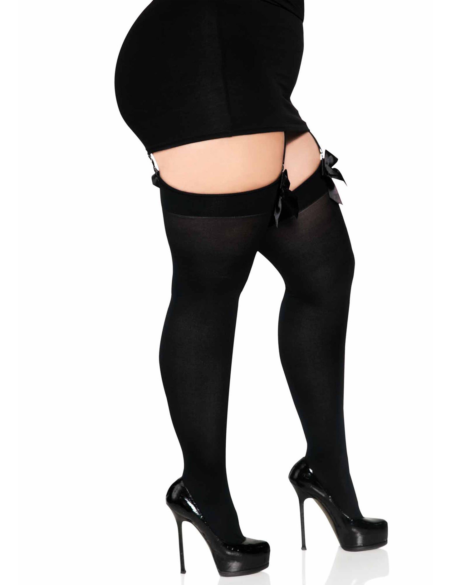 Bas črna neprozorna z velikimi vozli