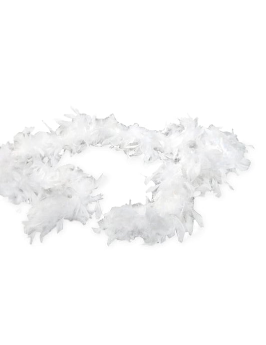 Vue d'ensemble posée à plat du boa en plumes blanc pour femme