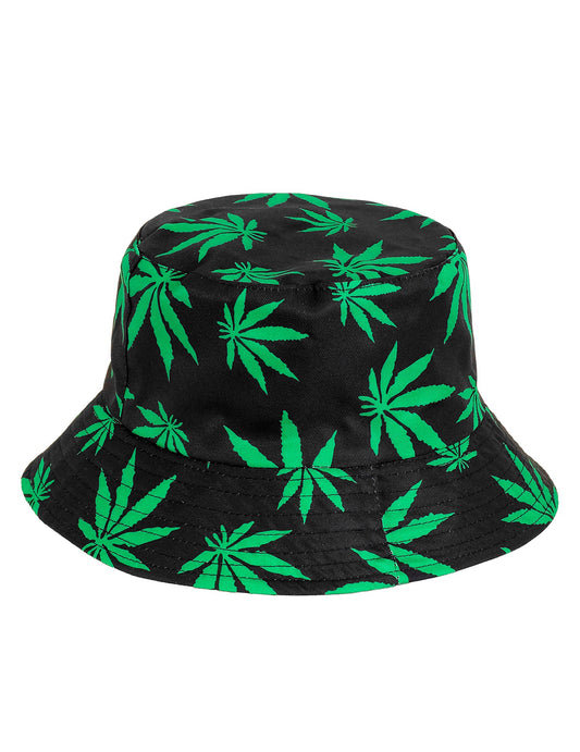 Vue de face du bob feuille rasta pour adulte