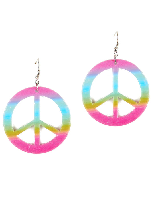 Vue d'ensemble de la paire de boucles d'oreilles peace et love