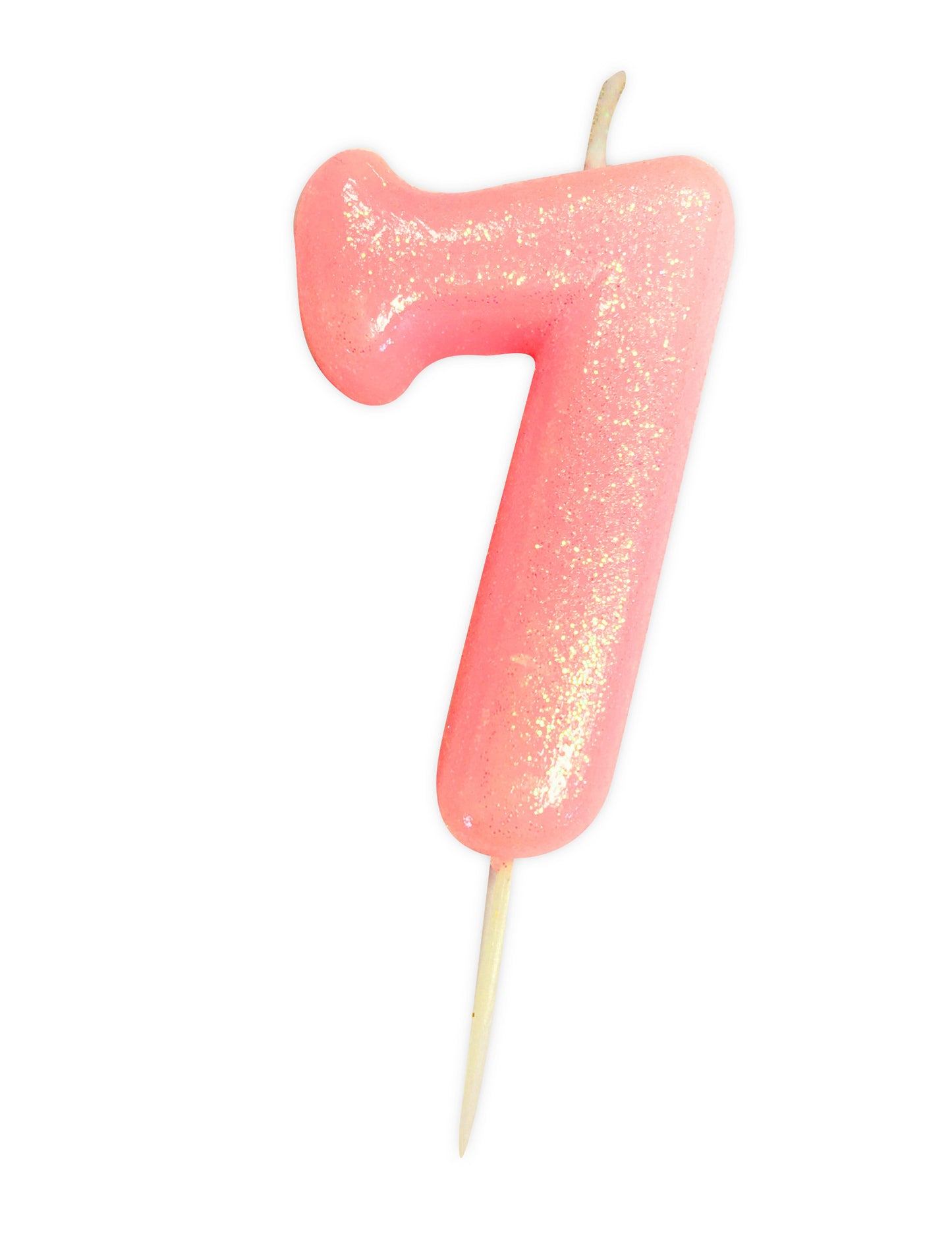Sveča številka starosti 7 roza mavrična 9 cm bleščeča