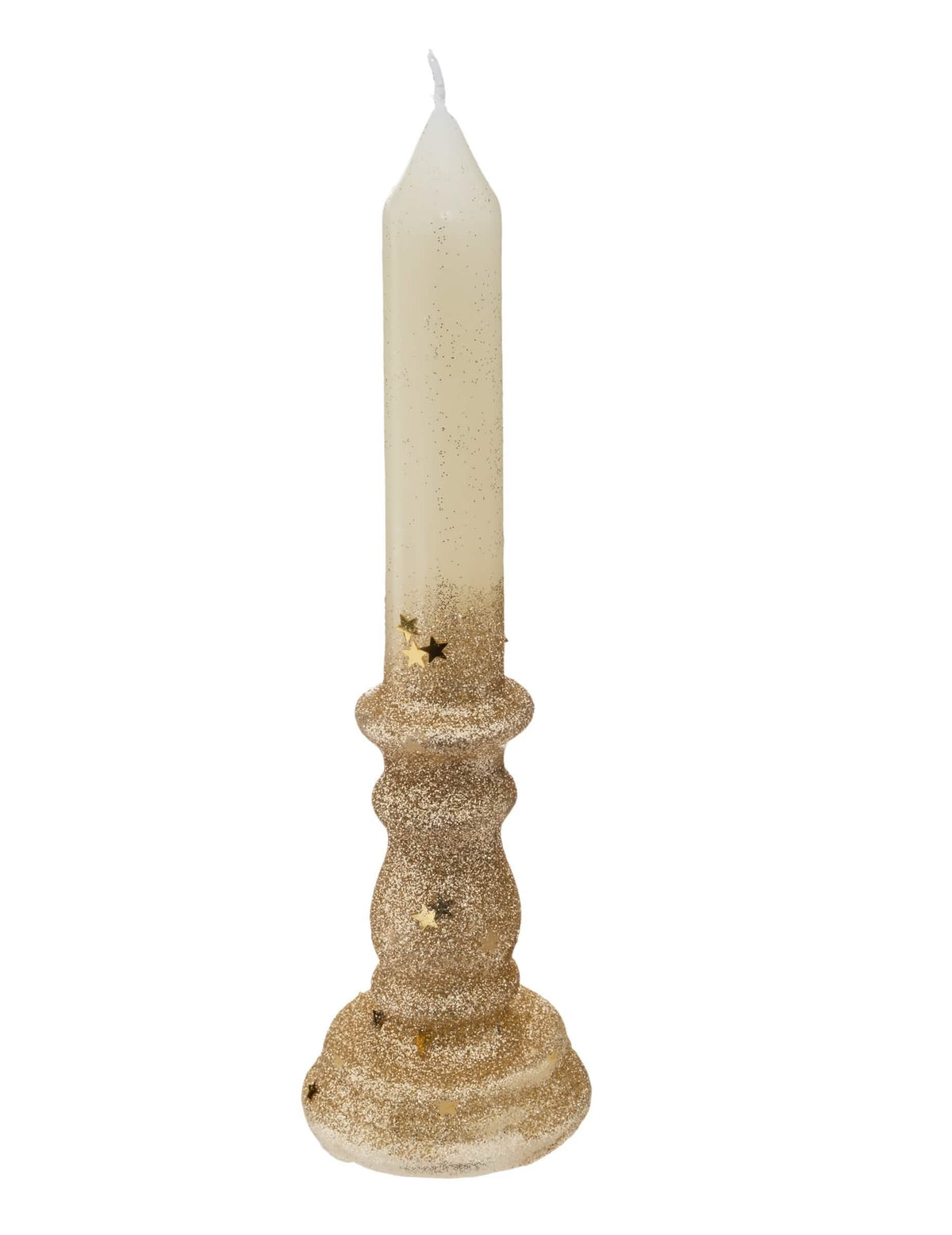 Svetleča sveča z zvezdicami v zlata in beli barvi