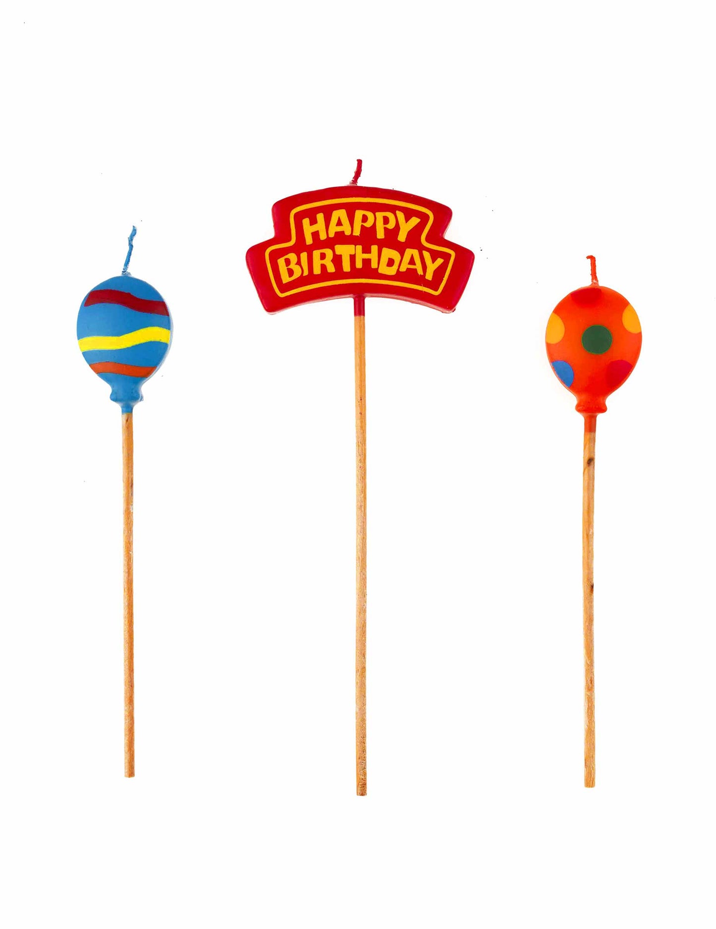 Večbarvne svečke Happy Birthday z motivi balonov