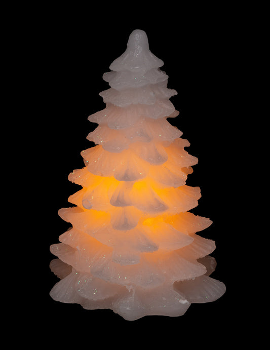 Vue de l'effet lumineux de la bougie lumineuse sapin pour décoration de Noël