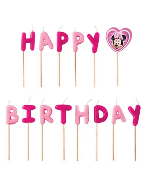 sveče Happy Birthday Minnie za otrok roza in fuchsia