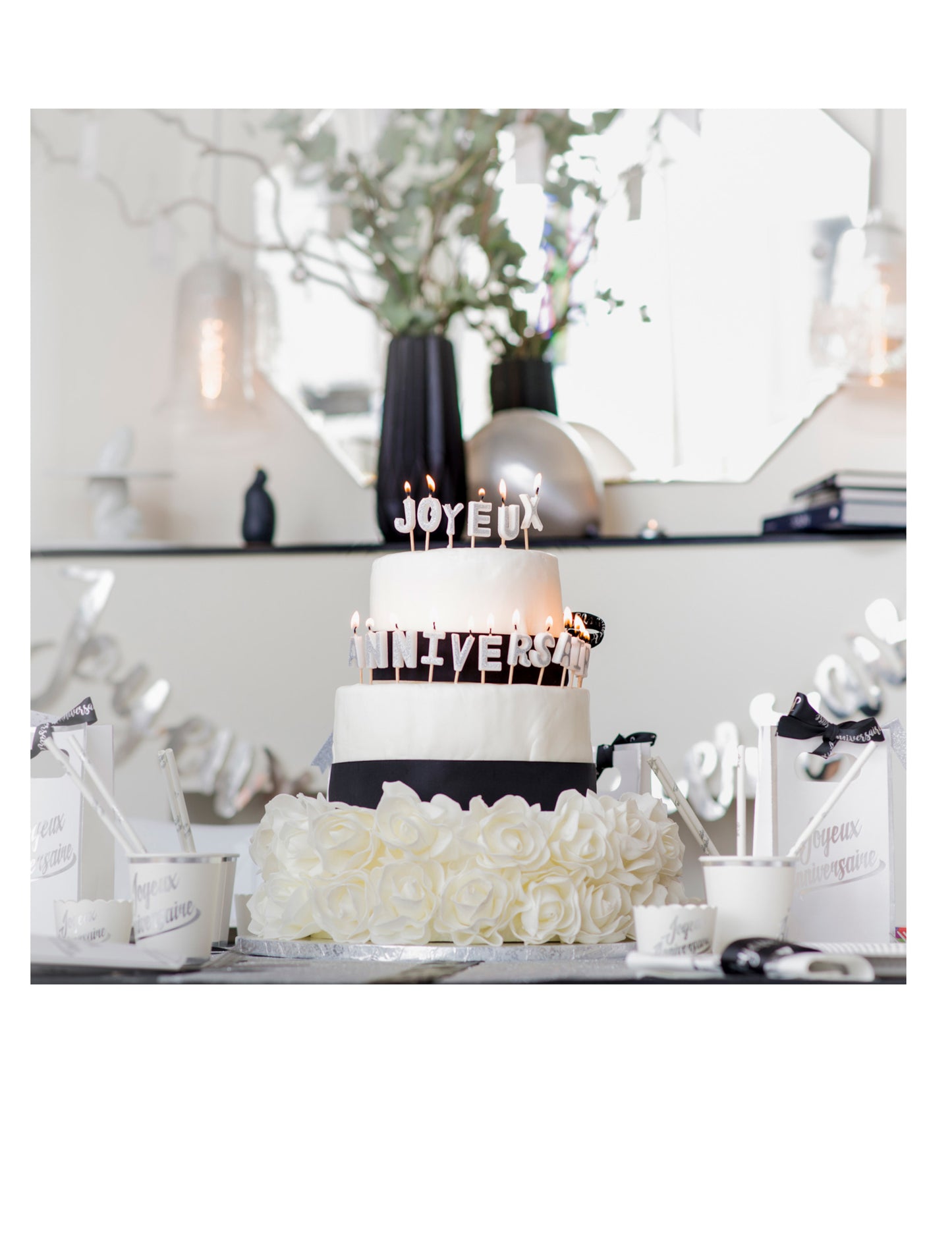 Srebrne kovinske svečke za rojstni dan 4.3 cm s trni