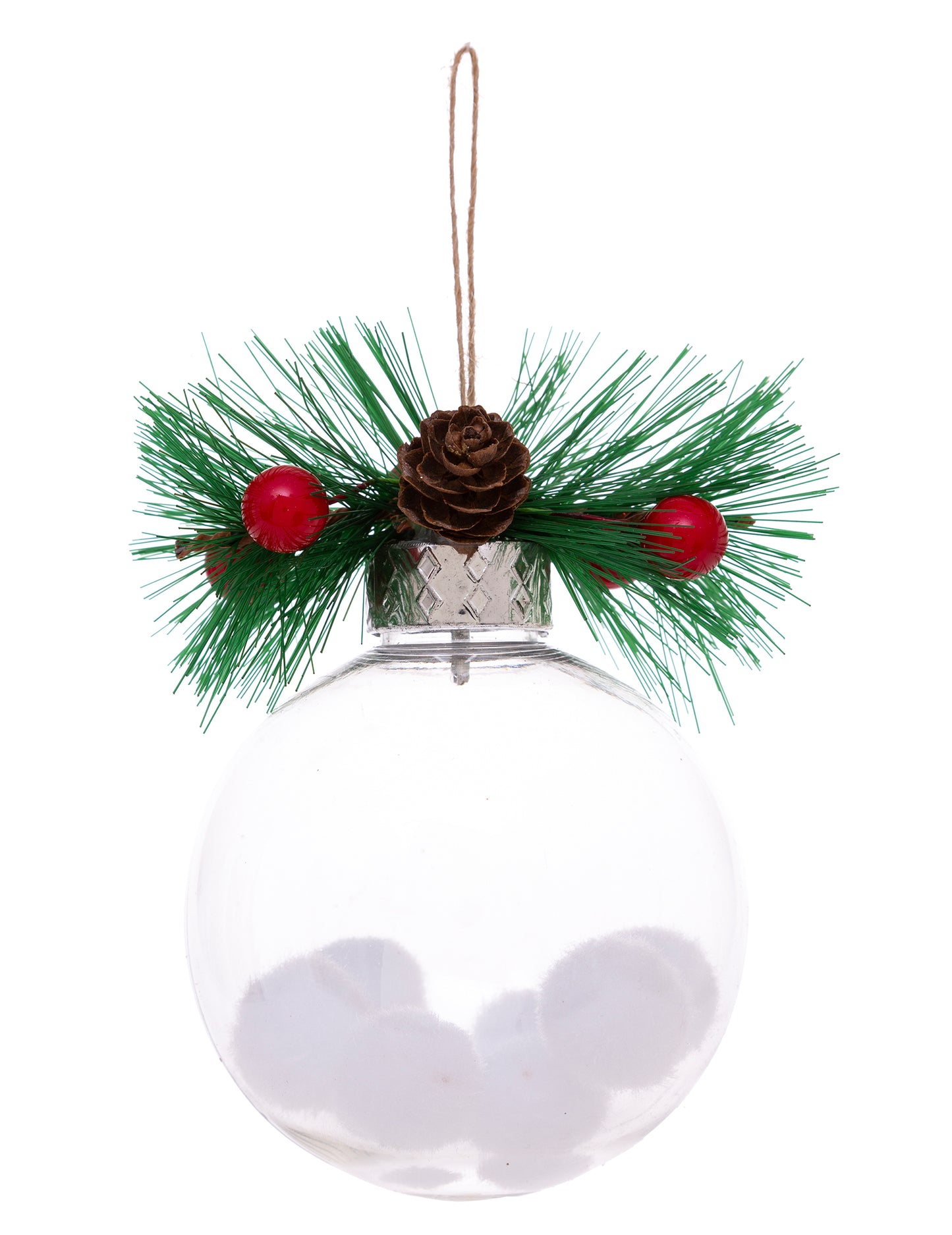 Naravna božična kroglica s snegom in drevesom 8 cm naključni model
